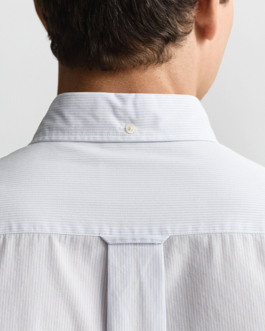 camisa clásica de popelina con rayas de banquero de corte regular - azul claro