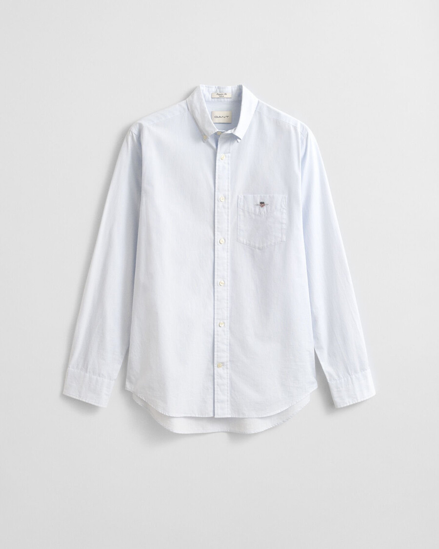 camisa clásica de popelina con rayas de banquero de corte regular - azul claro