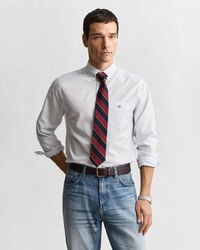 camisa clásica de popelina con rayas de banquero de corte regular - azul claro