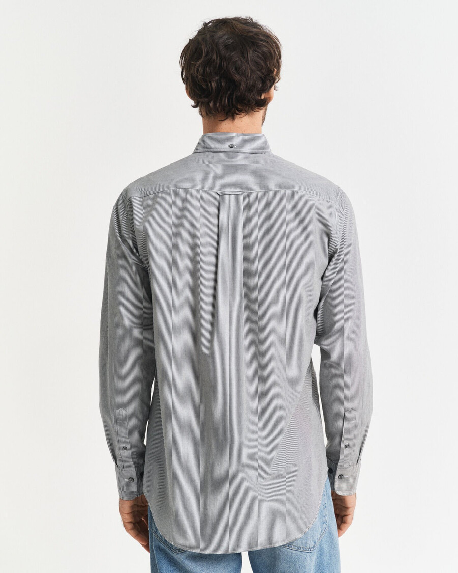 camisa clásica de popelina con rayas de banquero de corte regular - negra