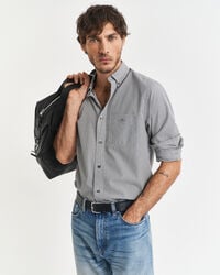 camisa clásica de popelina con rayas de banquero de corte regular - negra