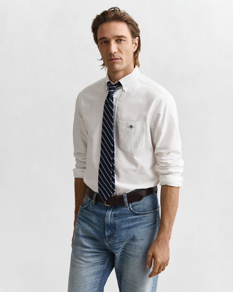 camisa oxford clásica de corte regular - blanca