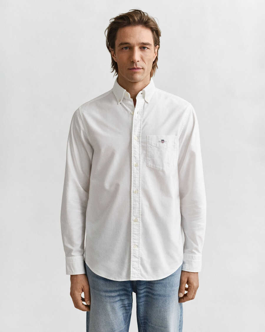 camisa oxford clásica de corte regular - blanca