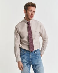 camisa oxford clásica de corte regular - caqui cálido