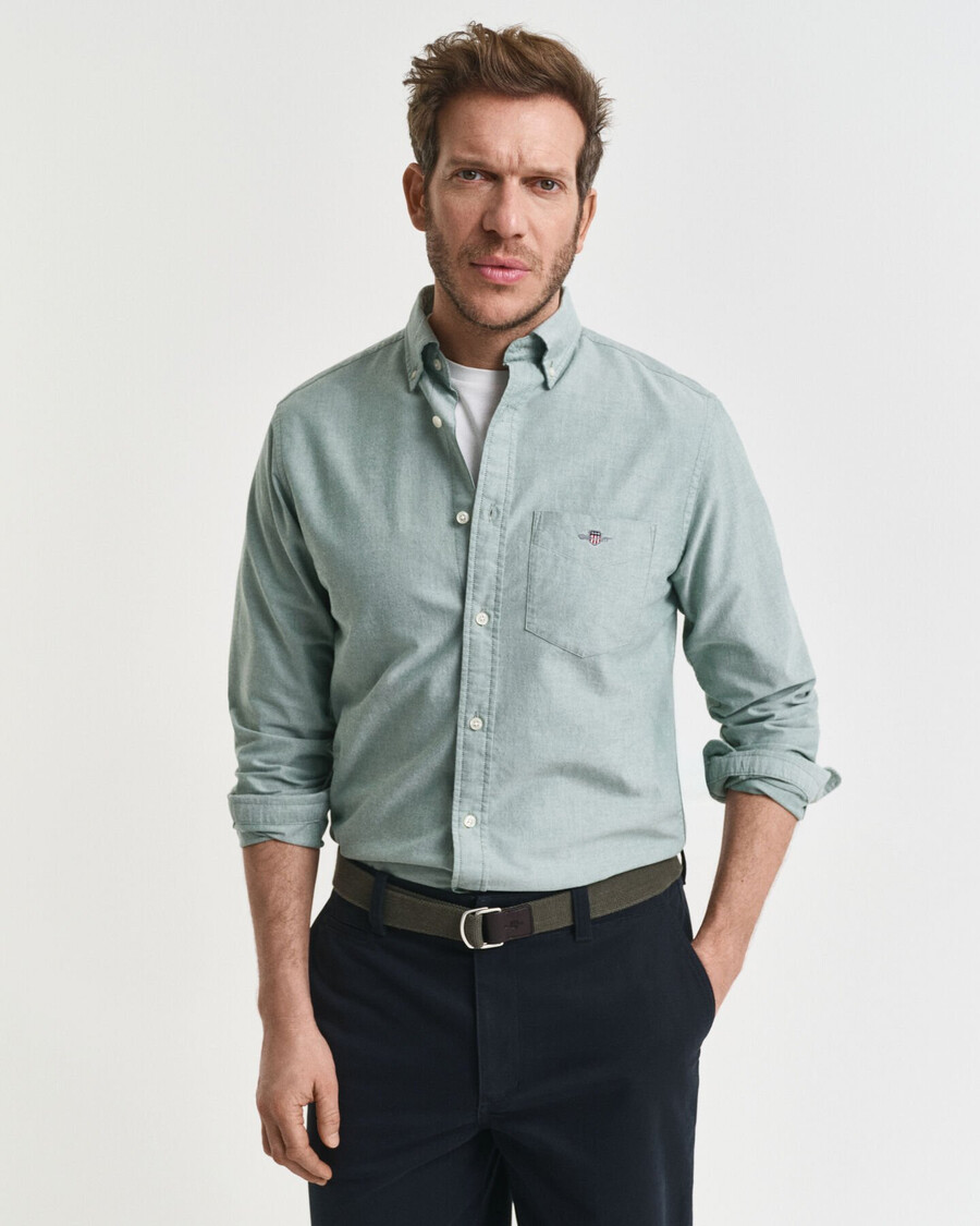 camisa oxford clásica de corte regular - verde bosque