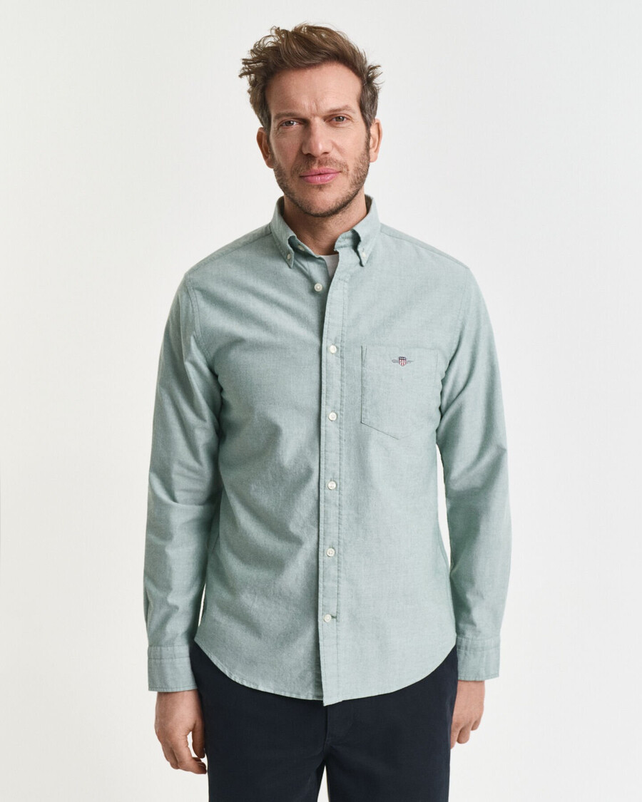 camisa oxford clásica de corte regular - verde bosque
