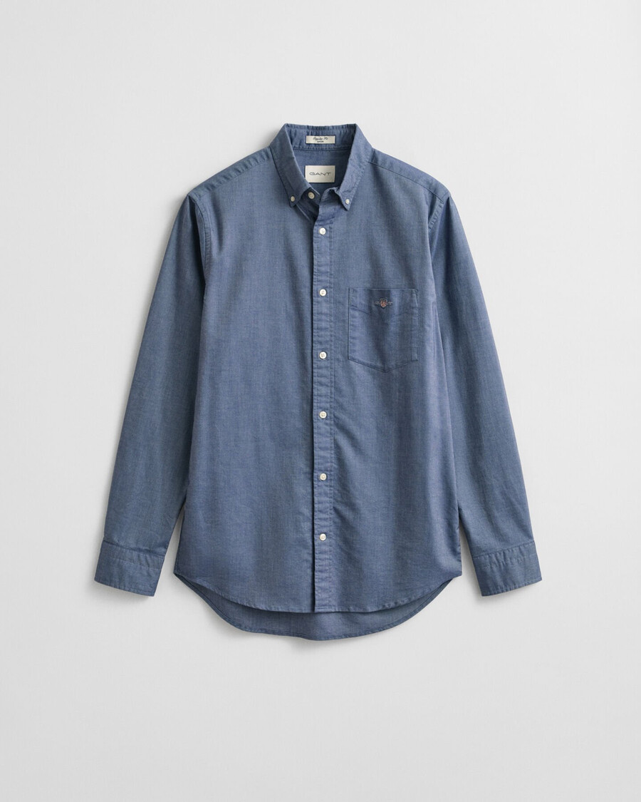 camisa oxford clásica de corte regular - azul persa