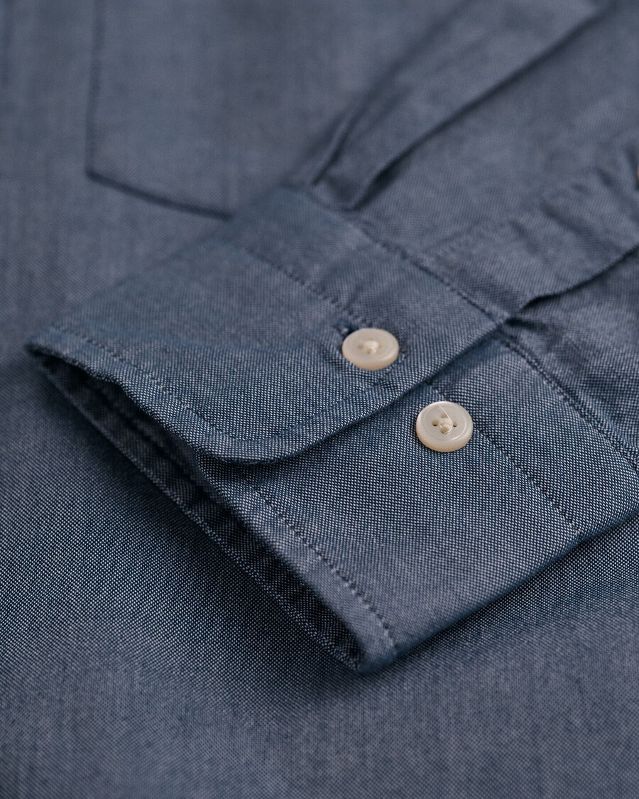 camisa oxford clásica de corte regular - azul persa
