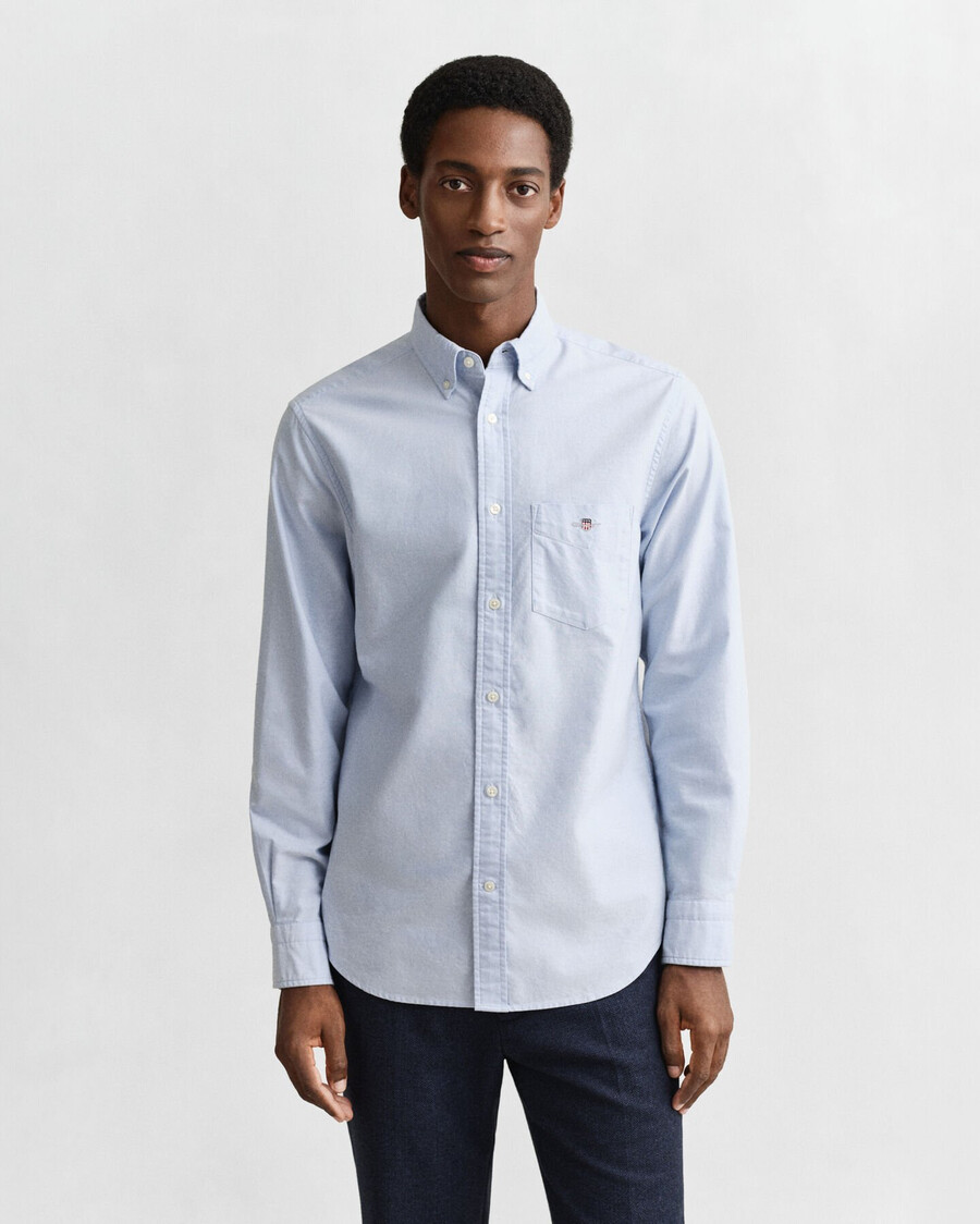 camisa oxford clásica de corte regular - azul claro