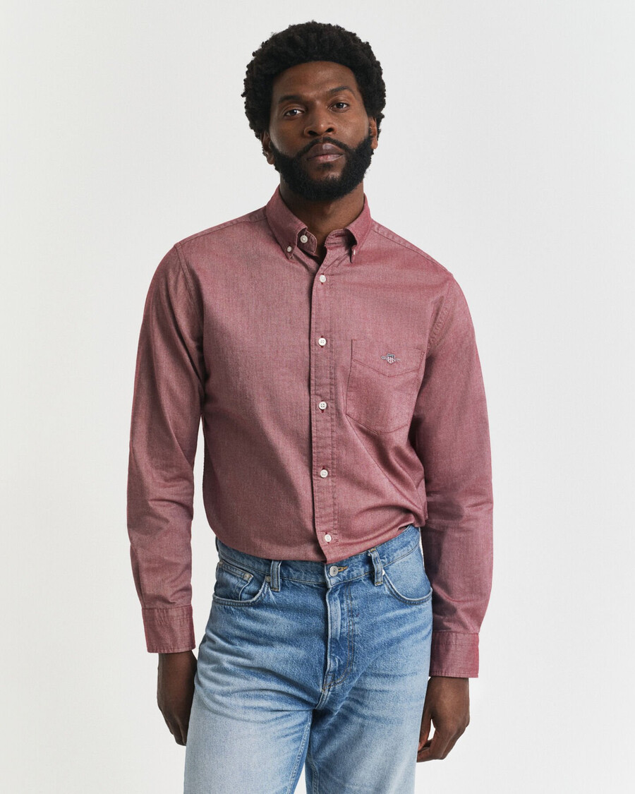 camisa oxford clásica de corte regular - rojo abultado