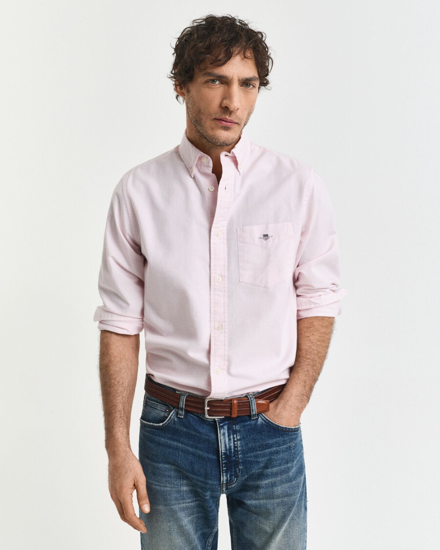 camisa oxford clásica de corte regular - rosa claro