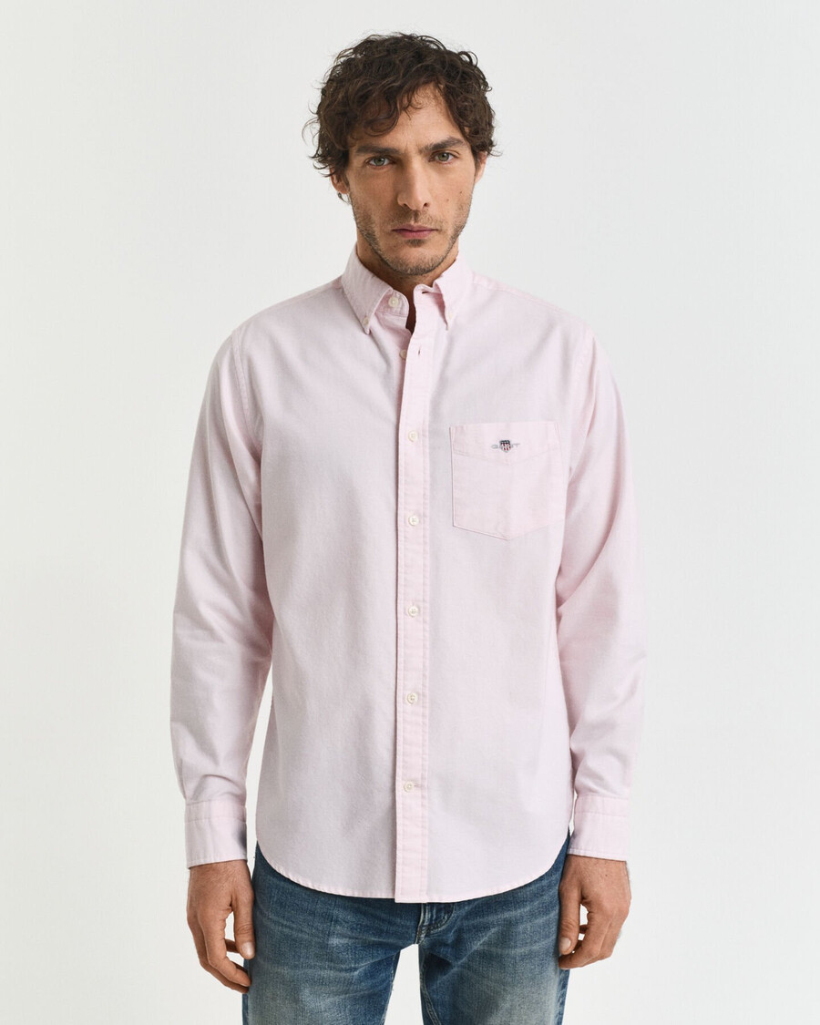 camisa oxford clásica de corte regular - rosa claro