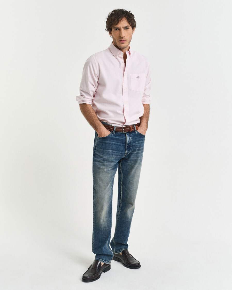 camisa oxford clásica de corte regular - rosa claro