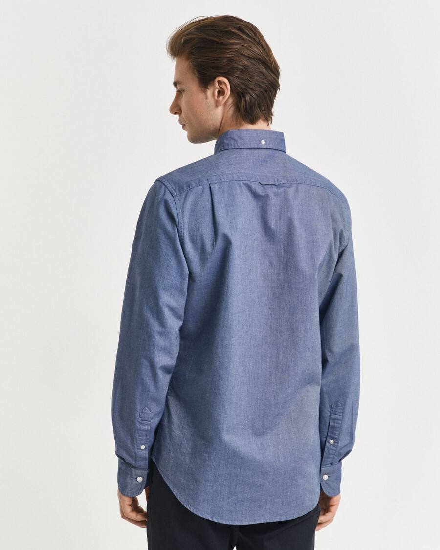 camisa oxford clásica de corte entallado - azul persa