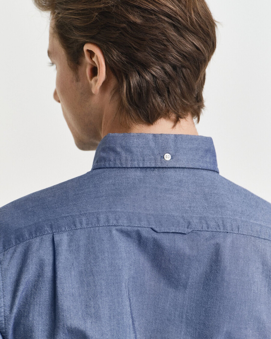camisa oxford clásica de corte entallado - azul persa