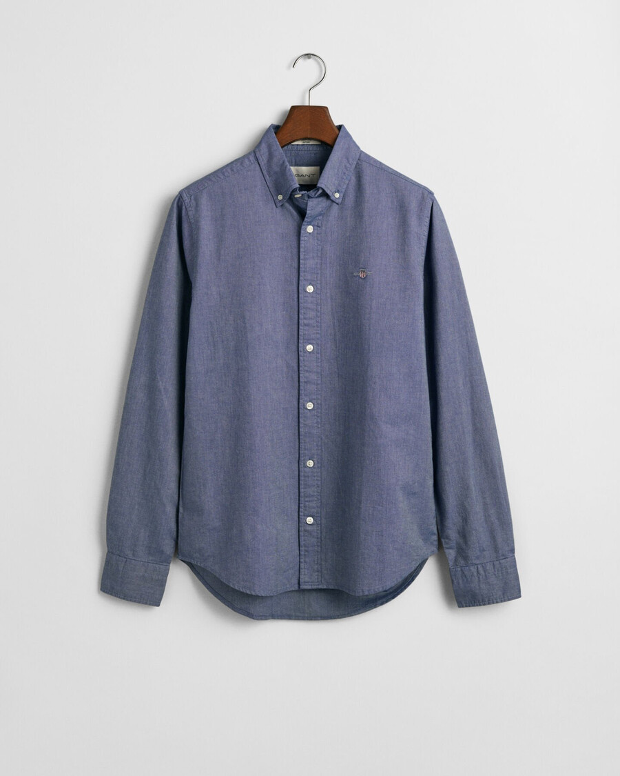 camisa oxford clásica de corte entallado - azul persa