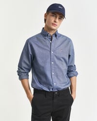 camisa oxford clásica de corte entallado - azul persa