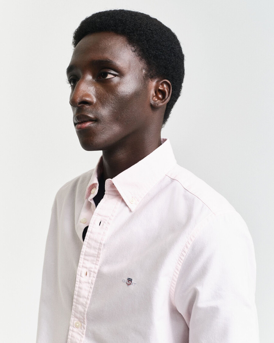 camisa oxford clásica de corte entallado - rosa claro