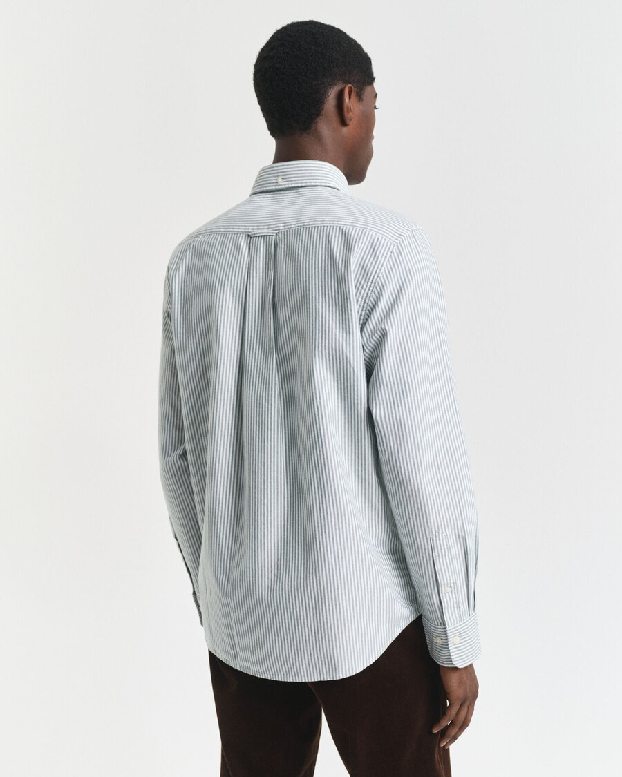 camisa oxford clásica de corte regular con rayas de banquero - verde bosque
