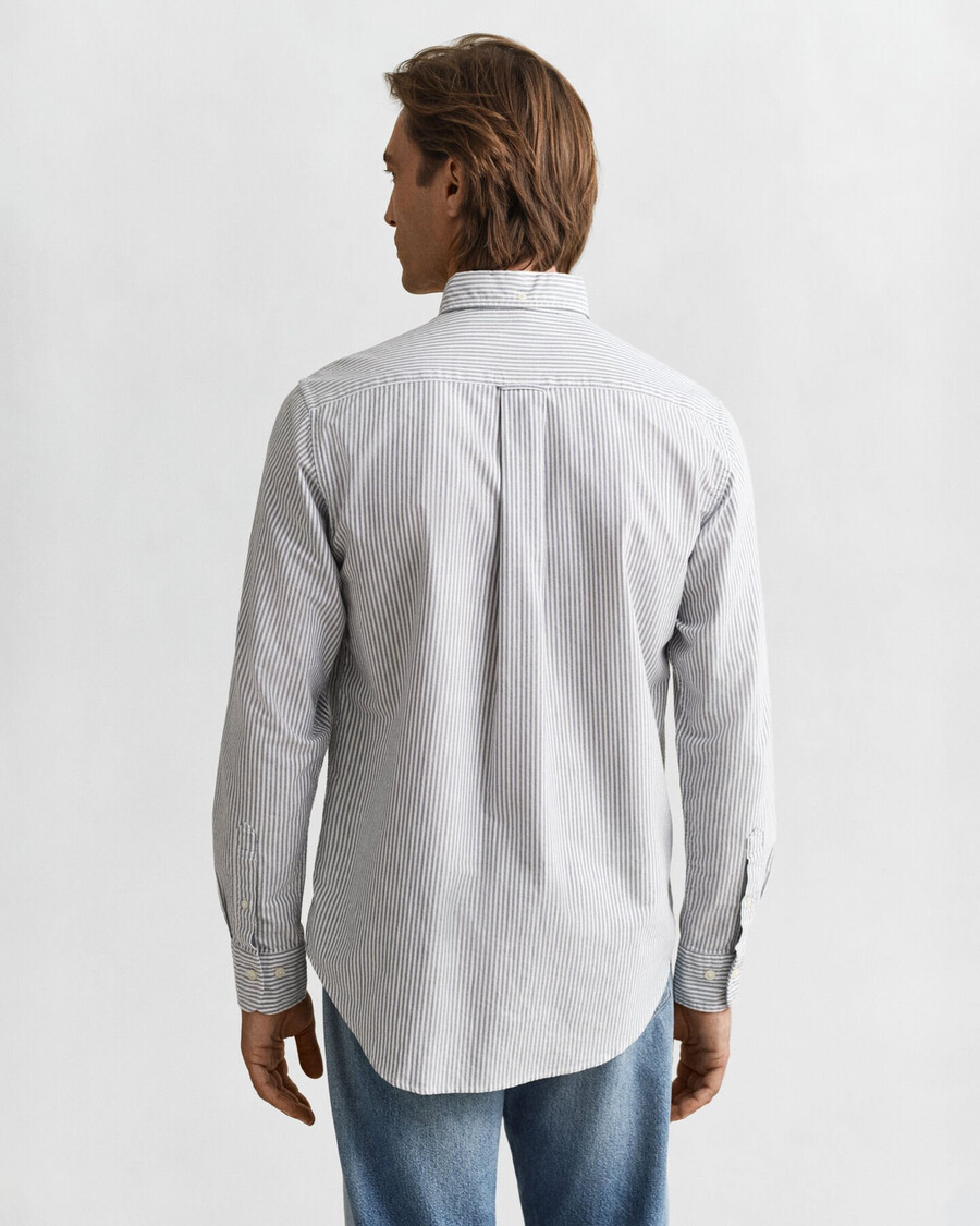 camisa oxford clásica de corte regular con rayas de banquero - azul persa