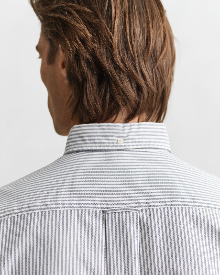 camisa oxford clásica de corte regular con rayas de banquero - azul persa