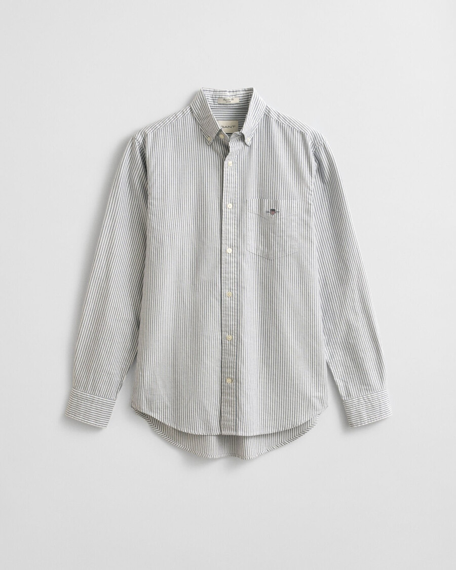 camisa oxford clásica de corte regular con rayas de banquero - azul persa
