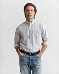 camisa oxford clásica de corte regular con rayas de banquero - azul persa