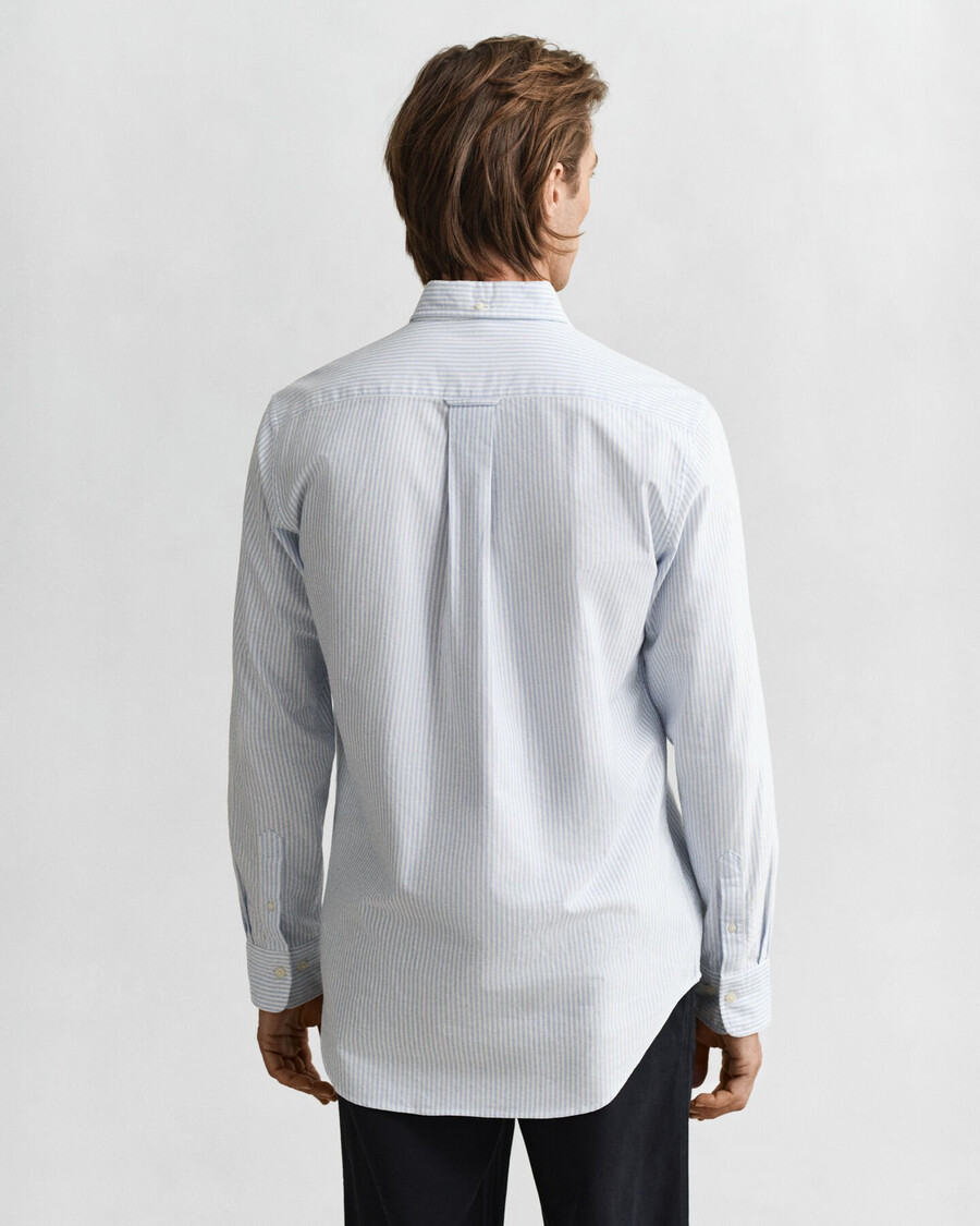 camisa oxford clásica de corte regular con rayas de banquero - azul claro