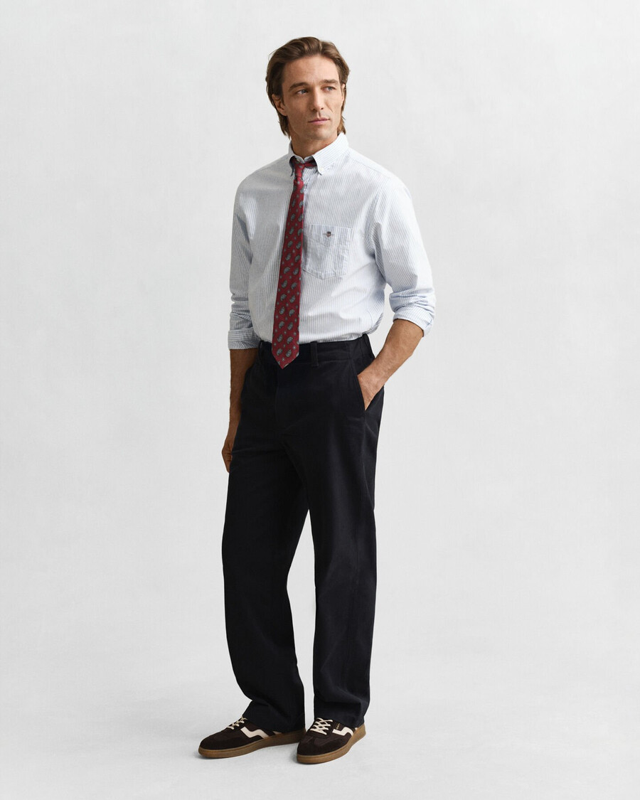 camisa oxford clásica de corte regular con rayas de banquero - azul claro