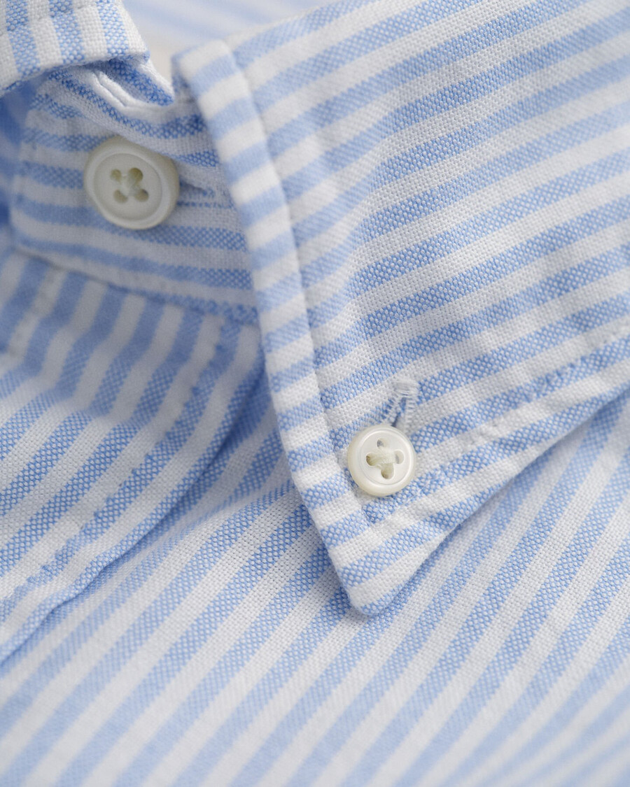 camisa oxford clásica de corte regular con rayas de banquero - azul claro
