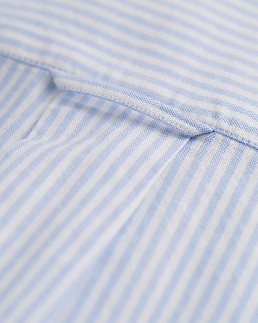 camisa oxford clásica de corte regular con rayas de banquero - azul claro