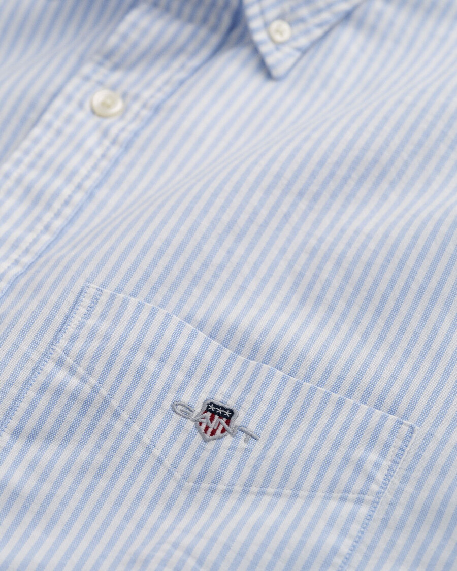 camisa oxford clásica de corte regular con rayas de banquero - azul claro