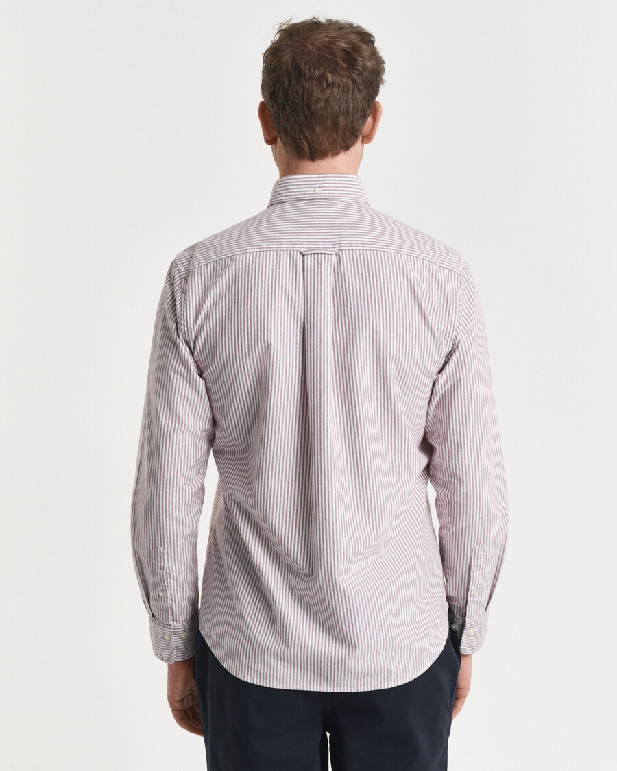 camisa oxford clásica de corte regular con rayas de banquero - rojo abultado
