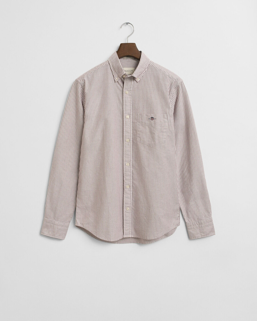 camisa oxford clásica de corte regular con rayas de banquero - rojo abultado
