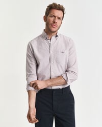 camisa oxford clásica de corte regular con rayas de banquero - rojo abultado