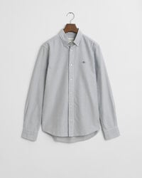 camisa oxford clásica de rayas de banquero de corte entallado - azul persa