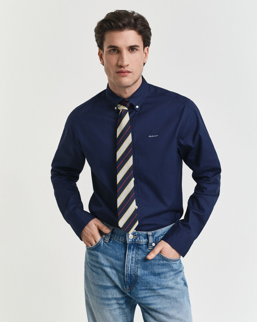 camisa oxford pinpoint de corte regular - azul marino