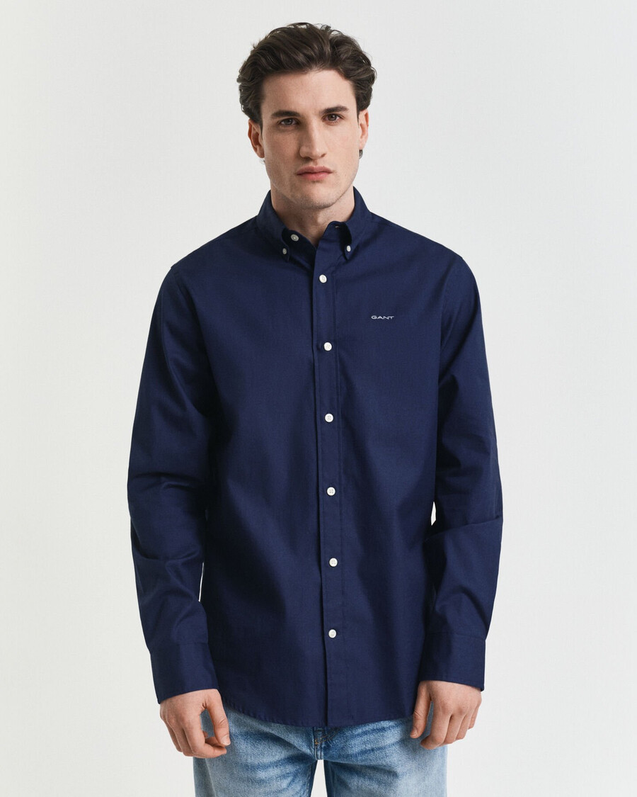 camisa oxford pinpoint de corte regular - azul marino