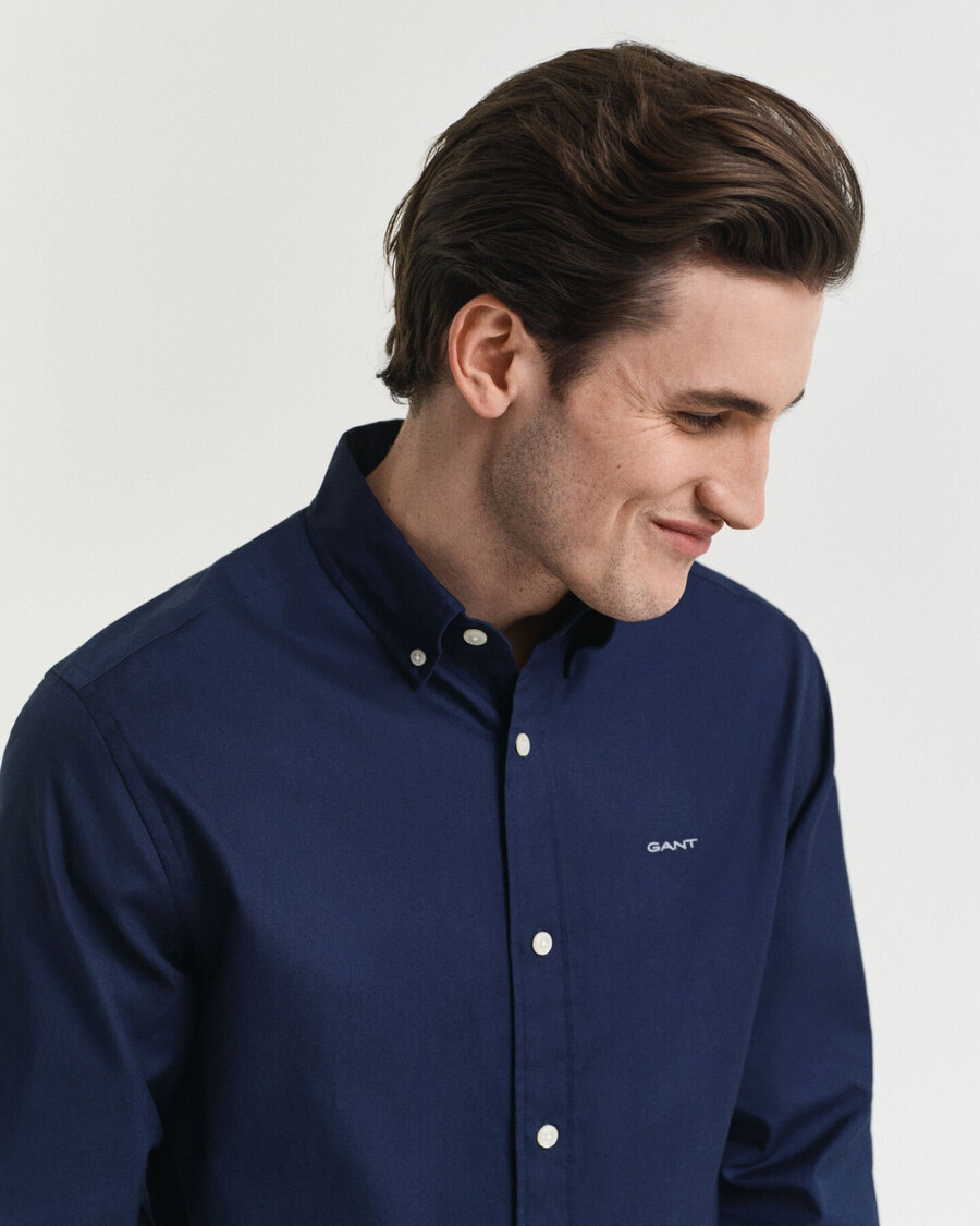 camisa oxford pinpoint de corte regular - azul marino