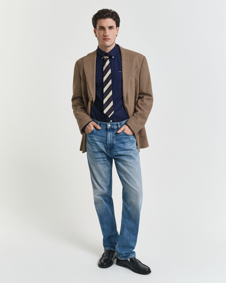 camisa oxford pinpoint de corte regular - azul marino
