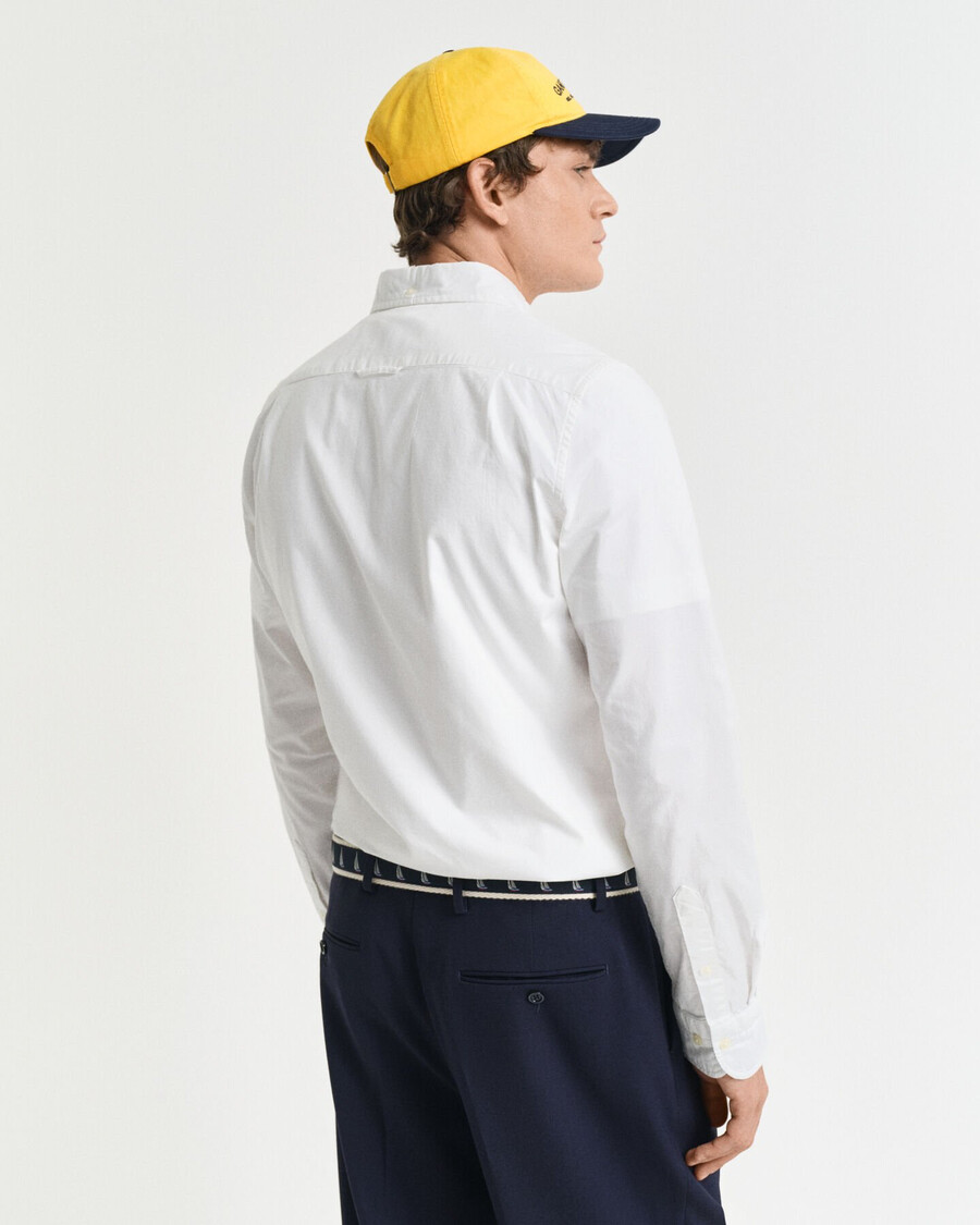 camisa oxford elástica de corte entallado - blanca