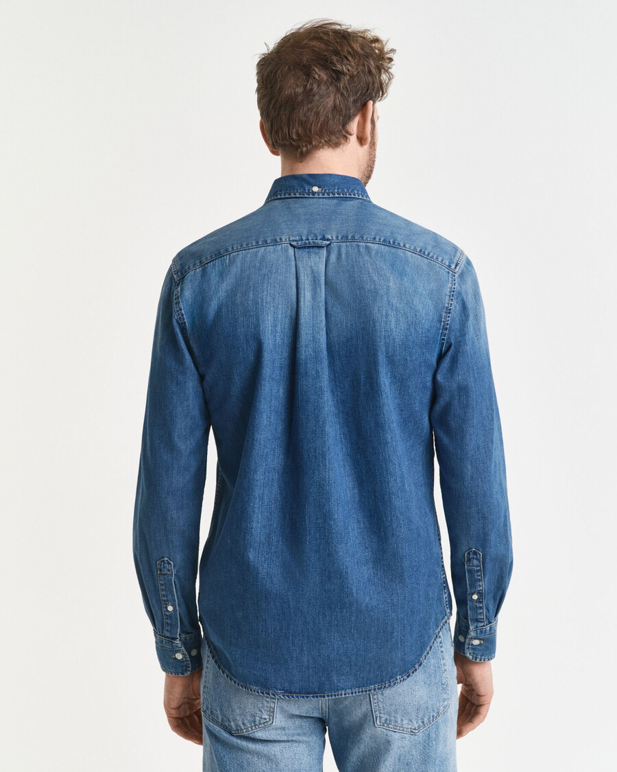 camisa vaquera de corte regular - azul medio desgastado
