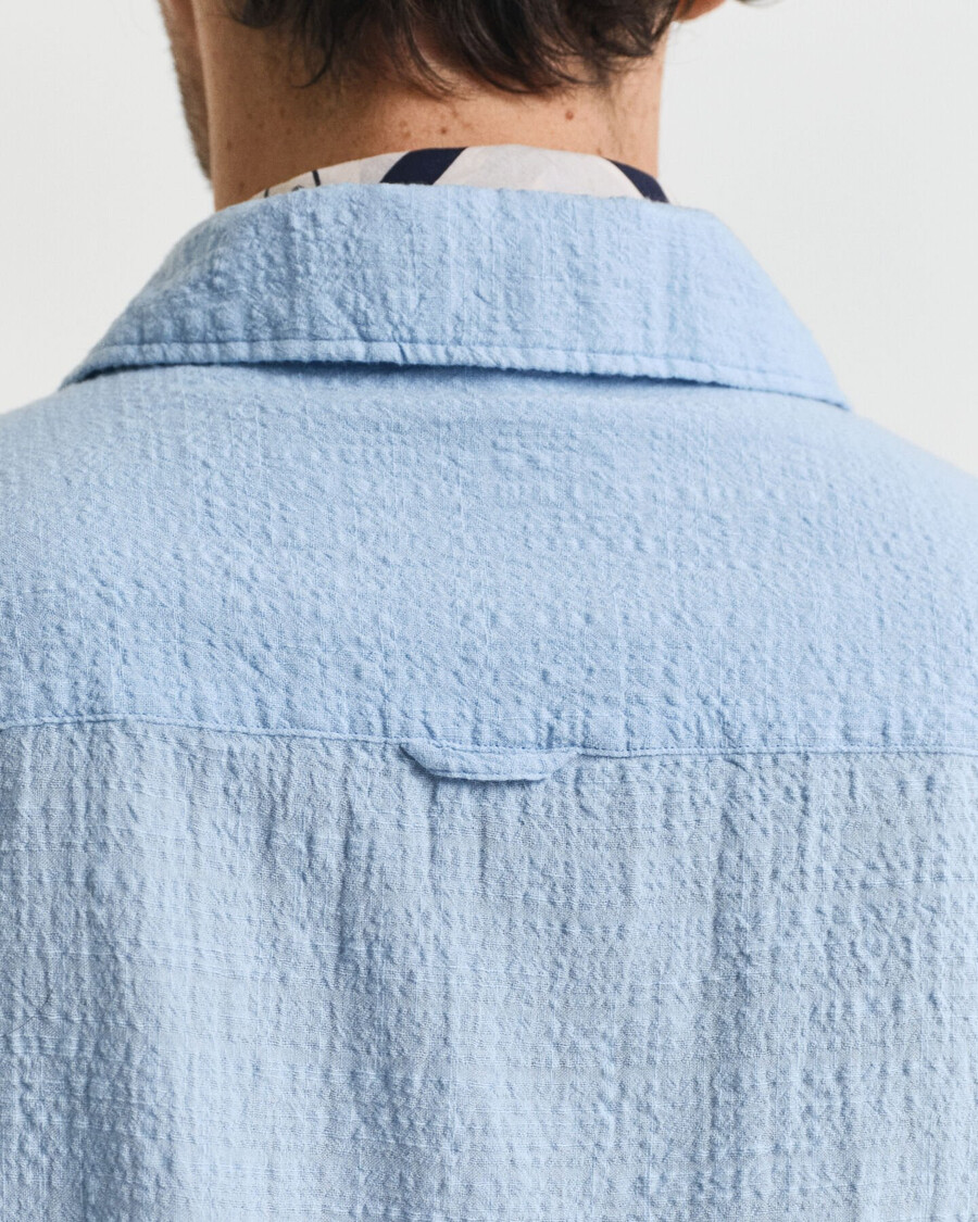 camisa de manga corta texturizada de corte relajado - azul capri