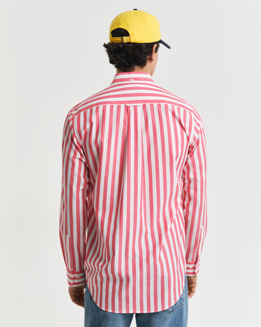 camisa clásica de popelina a rayas de corte regular - rojo sandía