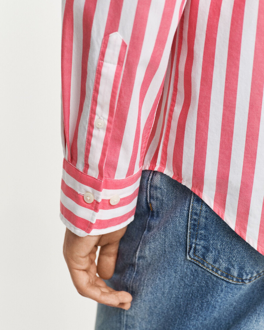 camisa clásica de popelina a rayas de corte regular - rojo sandía