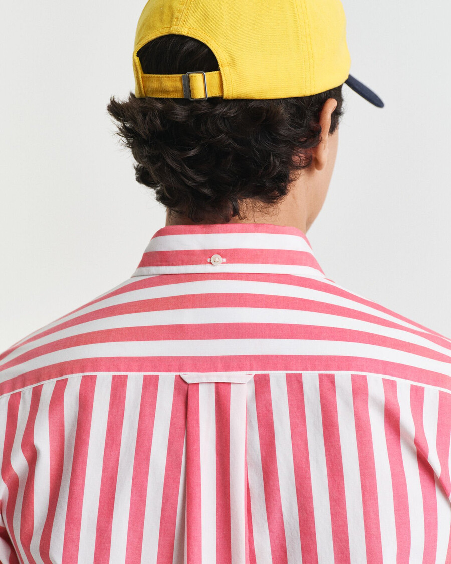 camisa clásica de popelina a rayas de corte regular - rojo sandía