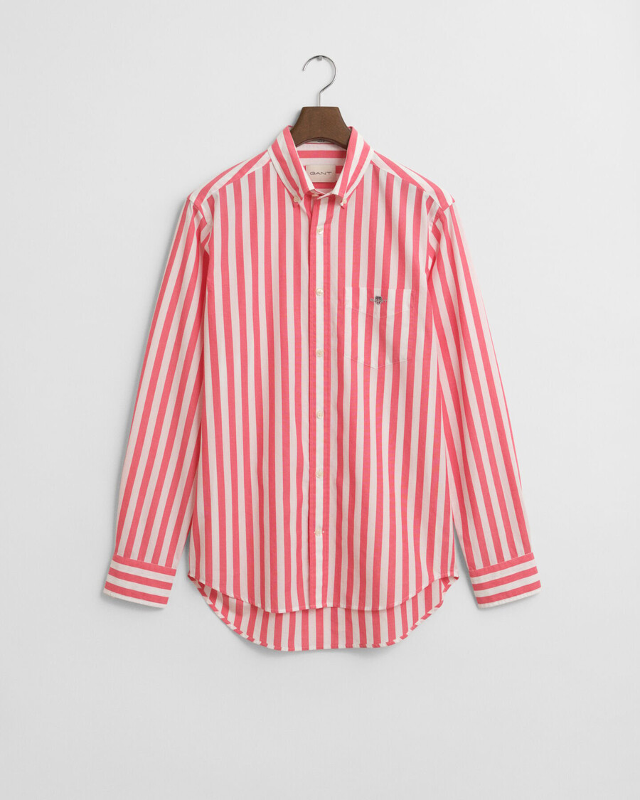 camisa clásica de popelina a rayas de corte regular - rojo sandía