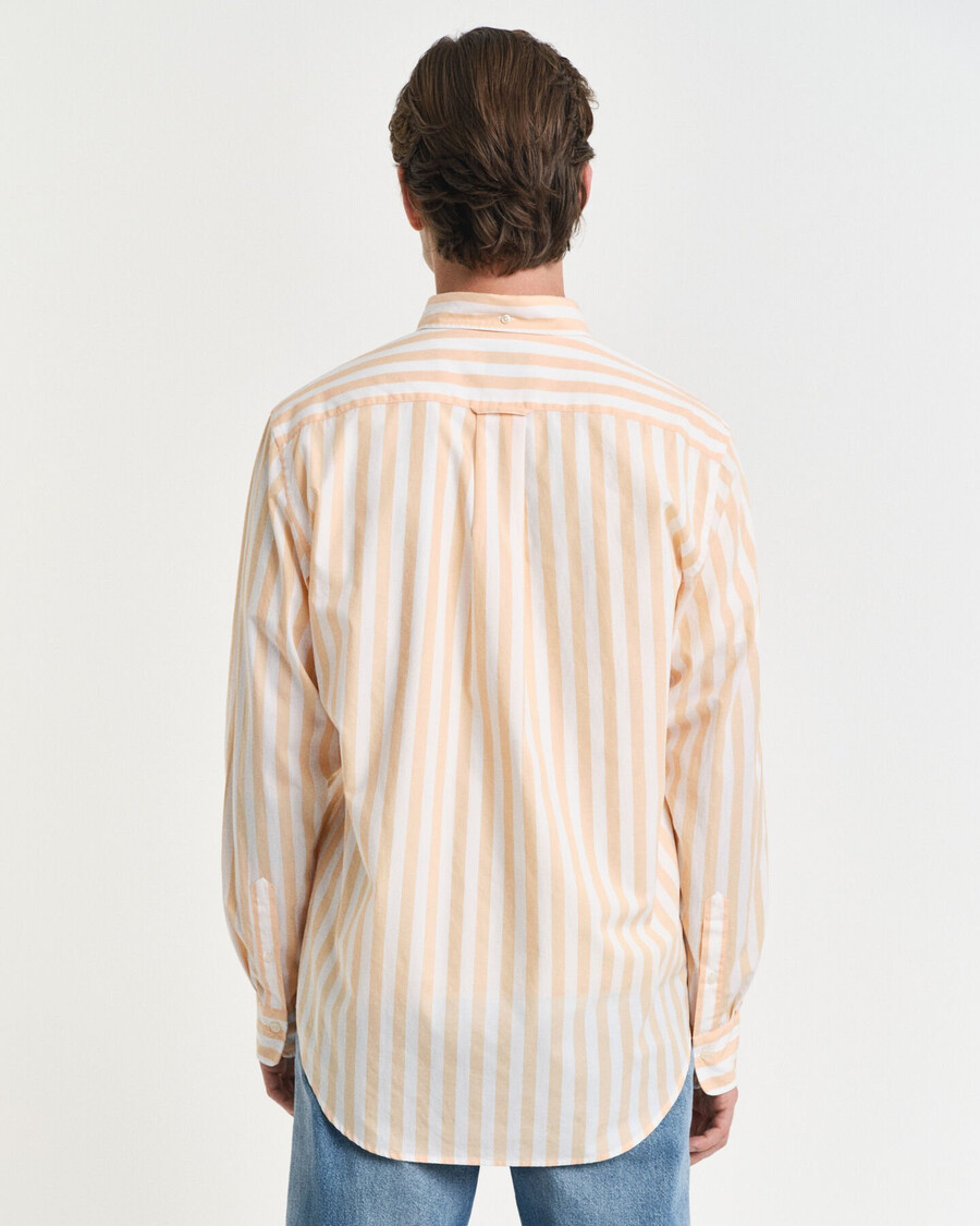 camisa clásica de popelina a rayas de corte regular - naranja melocotón