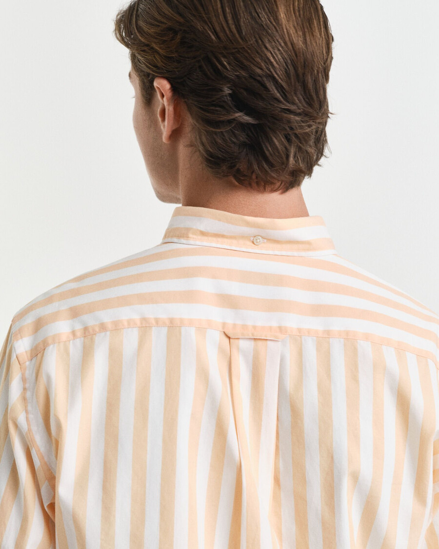 camisa clásica de popelina a rayas de corte regular - naranja melocotón