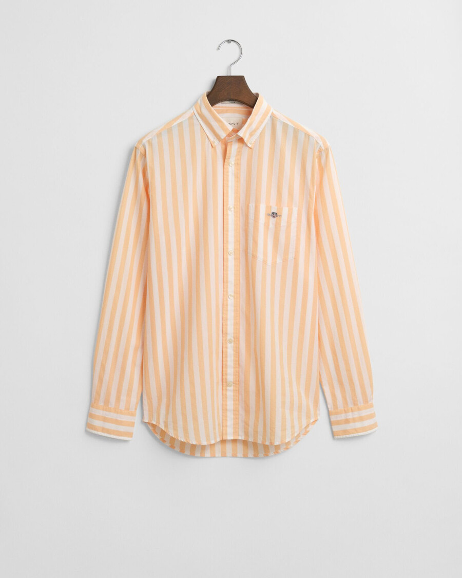 camisa clásica de popelina a rayas de corte regular - naranja melocotón